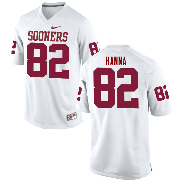 Men Oklahoma Sooners #82 James Hanna College Football Jerseys Game-White